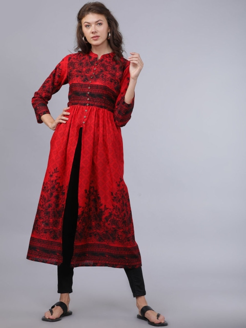 

Folklore Women Red Printed A-Line Kurta