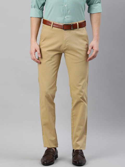 

British Club Men Beige Slim Fit Solid Smart Casual Trousers