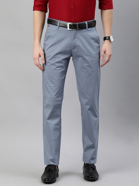 

British Club Men Blue Slim Fit Solid Regular Trousers