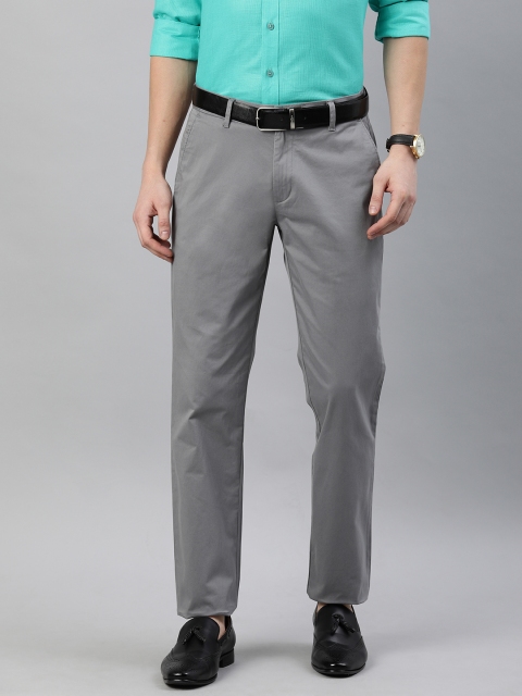 

British Club Men Grey Regular Solid Regular Fit Semi-Formal Trousers