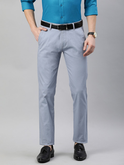 

British Club Men Blue Solid Regular Fit Semi-Formal Trousers