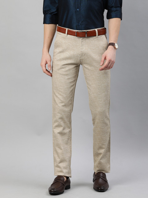 

British Club Men Beige Slim Fit Solid Chinos