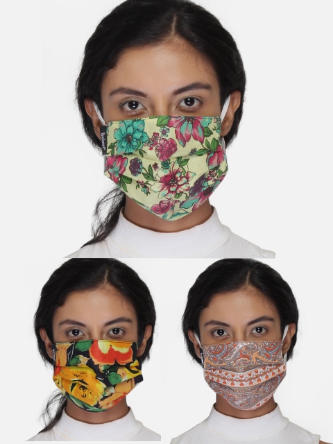 

Anekaant Women Pack of 3 Multicoloured 3-Ply Reusable Cloth Masks, Multi