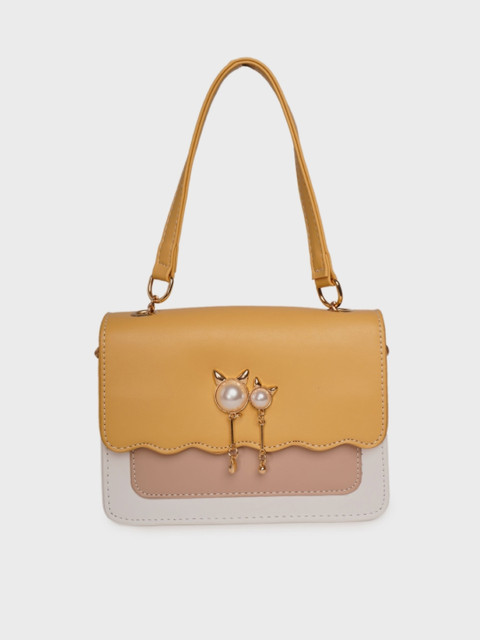 

DIVA WALK Yellow & Off-White Colourblocked Sling Bag