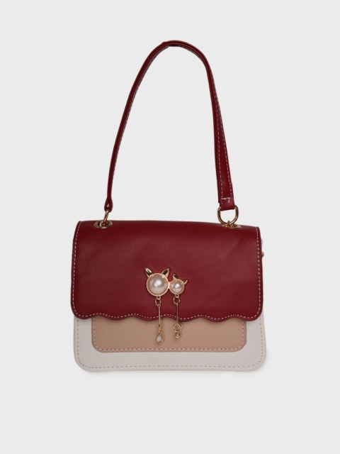 

DIVA WALK Red & Gold-Toned Colourblocked Sling Bag