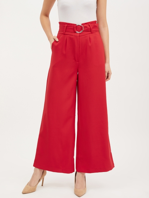 

Harpa Women Red Smart Regular Fit Solid Culottes