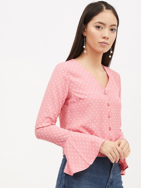 

Harpa Women Pink & White Printed Top