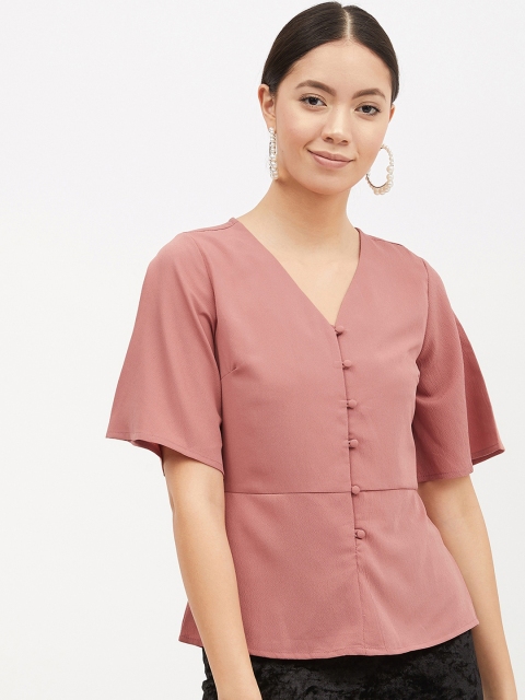 

Harpa Women Pink Solid A-Line Top