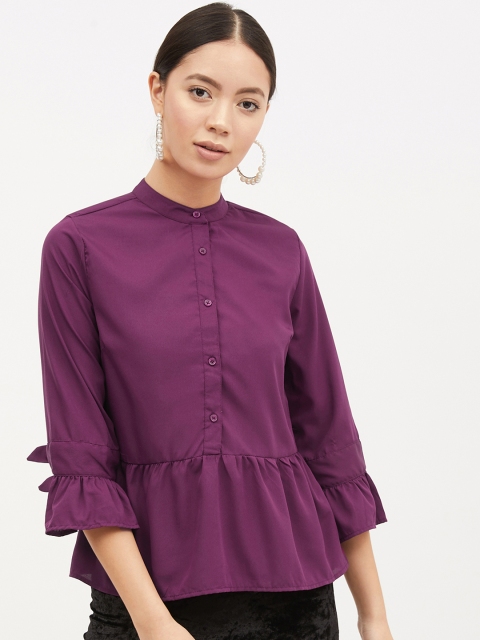 

Harpa Women Maroon Solid Shirt Style Top