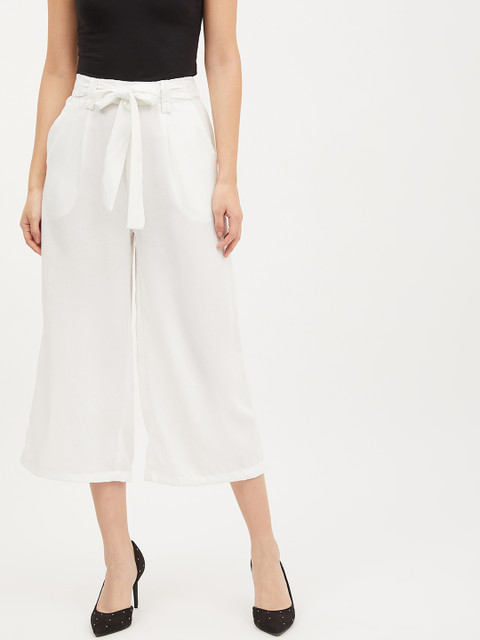 

Harpa Women White Smart Regular Fit Solid Culottes
