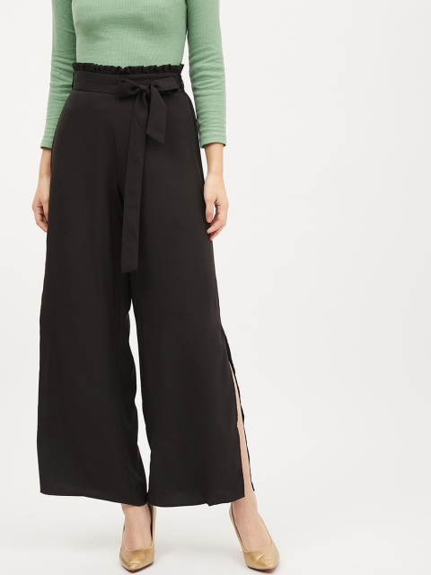 

Harpa Women Black Smart Regular Fit Solid Peg Trousers