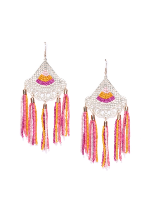 

Blueberry Multicoloured Silver-Plated Contemporary Beaded Drop Earrings, Multi