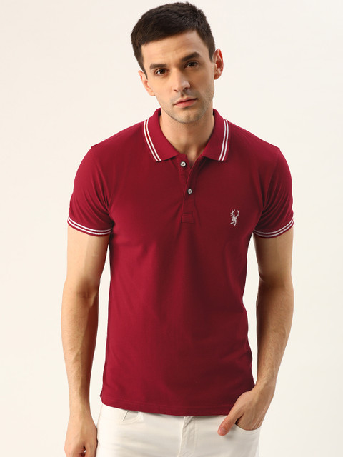 

PORTBLAIR Men Maroon Solid Polo Collar T-shirt