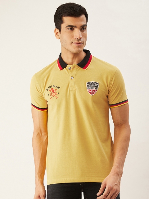 

PORTBLAIR Men Mustard Yellow Applique Detail Polo Collar T-shirt