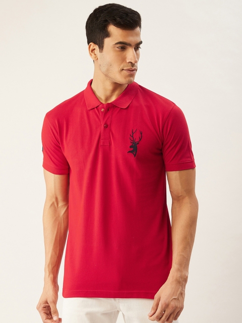 

PORTBLAIR Men Red Solid Polo Collar T-shirt