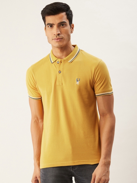

PORTBLAIR Men Mustard Yellow Solid Polo Collar T-shirt