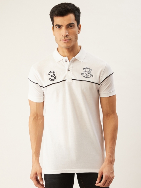 

PORTBLAIR Men White Printed Polo Collar T-shirt