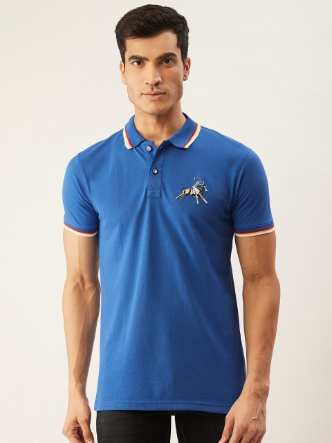 

PORTBLAIR Men Blue Solid Polo Collar T-shirt