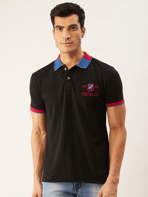 

PORTBLAIR Men Black Solid Polo Collar T-shirt