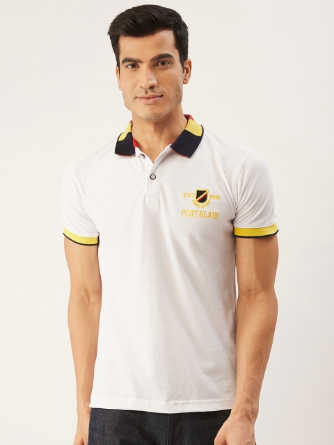 

PORTBLAIR Men White Solid Polo Collar T-shirt