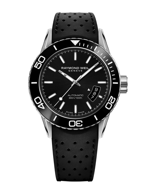 

Raymond Weil Men Black Leather Analogue Freelancer Watch 2760-SR1-20001