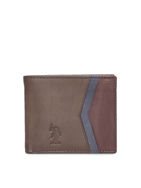 

U.S. Polo Assn. Men Brown Solid Leather Two Fold Wallet