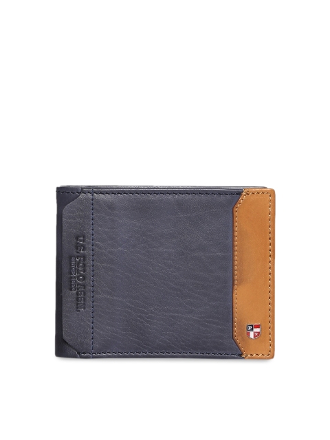 

U.S. Polo Assn. Men Blue Textured Leather Two Fold Wallet