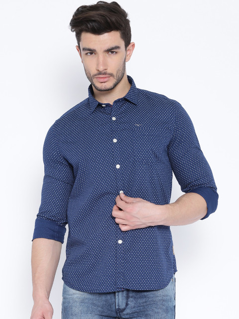 

Flying Machine Blue Printed Casual Shirt