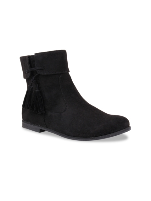 

Rocia Women Black Solid Suede Mid-Top Flat Boots