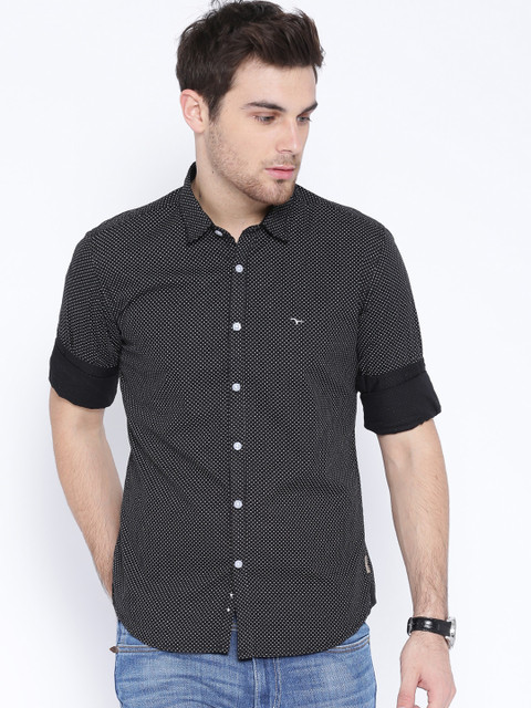 

Flying Machine Black Printed Casual Shirt