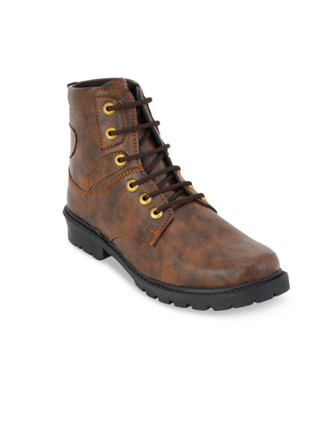 

Kielz Men Brown Printed Synthetic Leather High-Top Heeled Boots