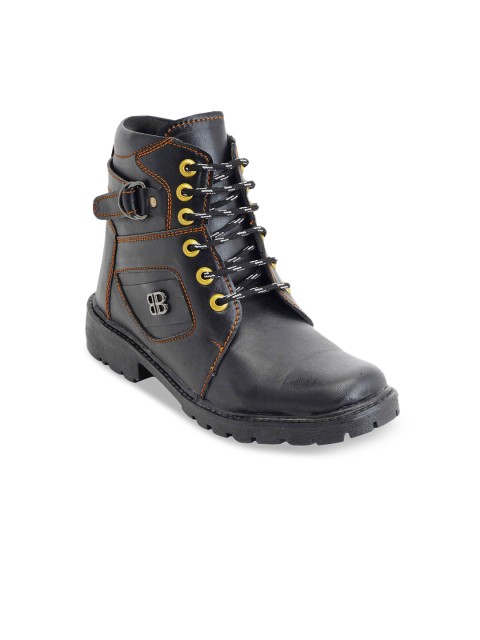 

Kielz Men Black Solid High-Top Flat Boots