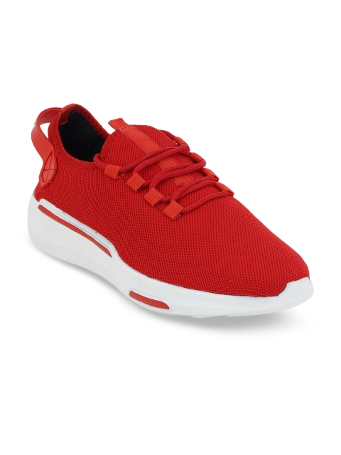

Kielz Men Red Woven Design Mesh Mid-Top Sneakers