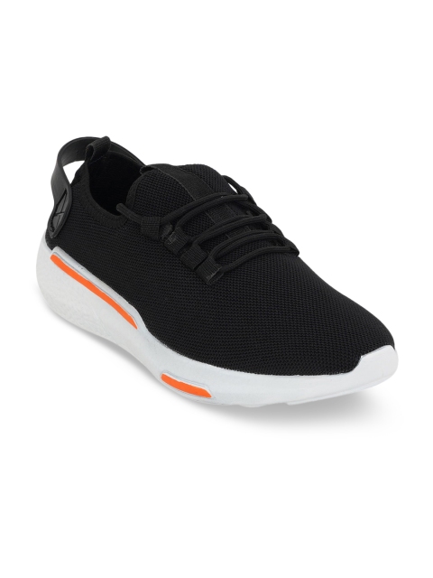 

Kielz Men Black Woven Design Mesh Mid-Top Sneakers