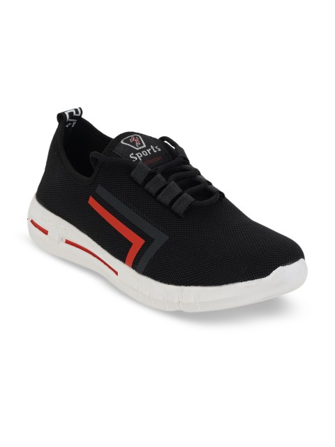 

Kielz Men Black Woven Design Mesh Mid-Top Sneakers