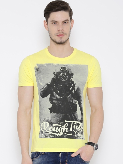 

Flying Machine Yellow Printed T-shirt