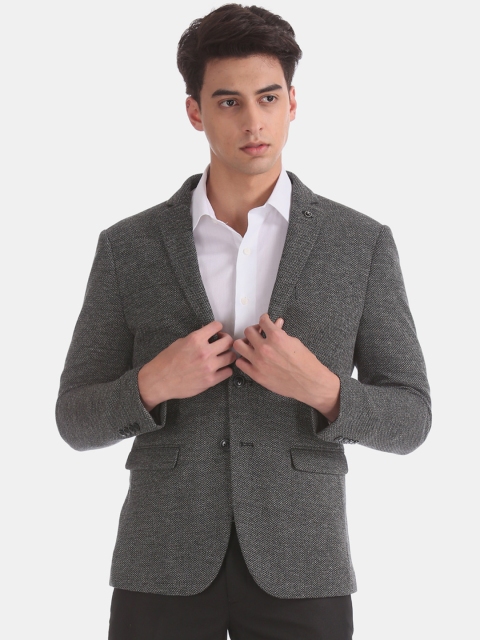 

Arrow Men Black Patterned Zero Calorie Slim-Fit Single-Breasted Formal Blazer
