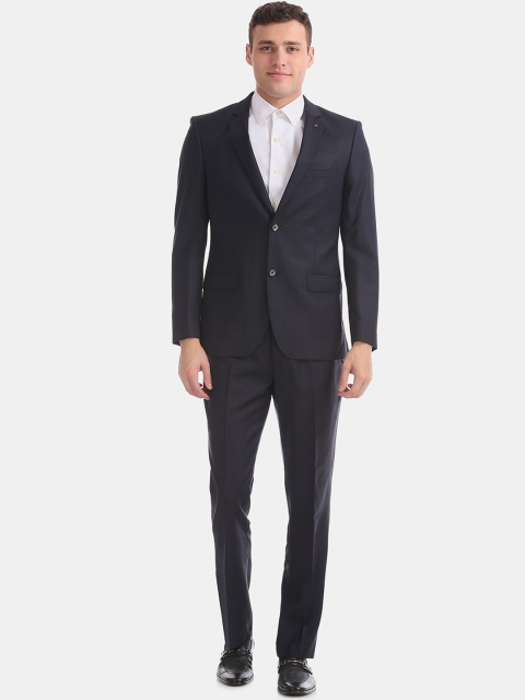 

Arrow Men Blue Solid Single-Breasted Pure Wool Formal Suit