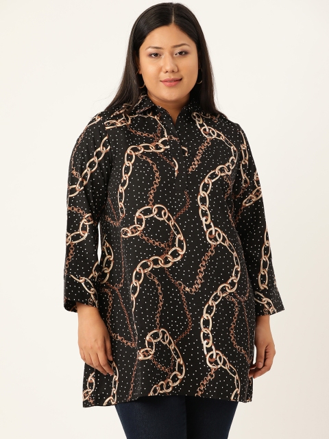 

Revolution Plus Size Women Black Printed Top