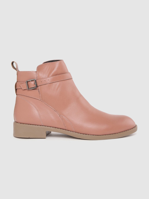 

Roadster Women Dusty Pink Solid Mid-Top Flat Boots