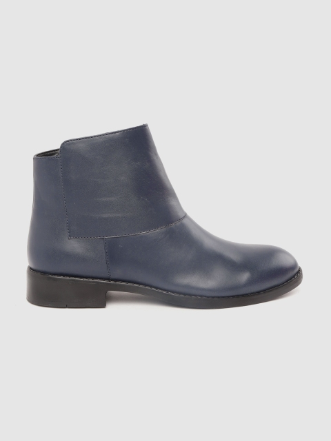 

Roadster Women Navy Blue Solid Mid-Top Flat Boots