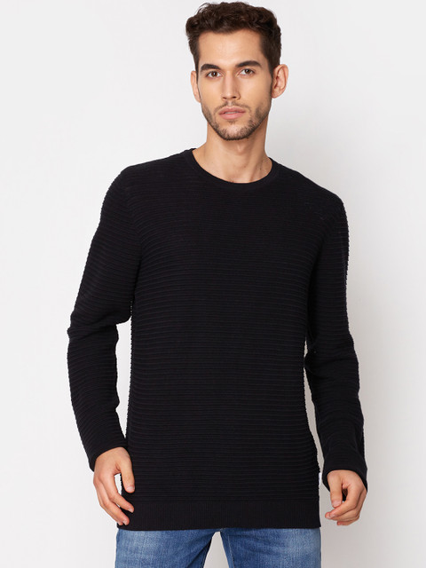 

LINDBERGH Men Black Self Design Sweatshirt