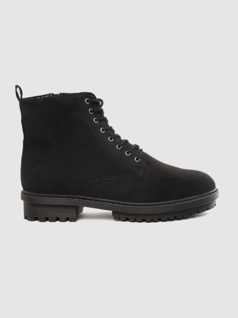

Roadster Women Black Solid Mid-Top Flat Boots
