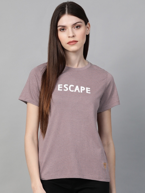 

Roadster Women Mauve & White Printed T-shirt