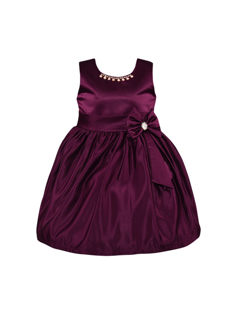 

Wish Karo Girls Purple Solid Fit and Flare Dress