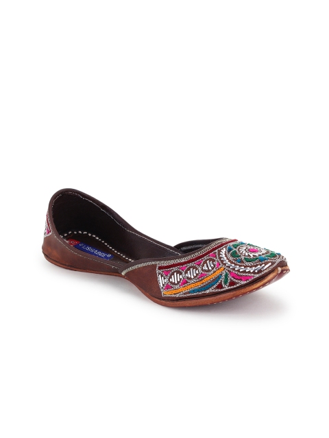 

MSC Women Multicoloured Embellished Leather Mojaris, Multi