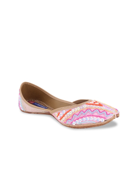 

MSC Women Pink Embellished Leather Mojaris