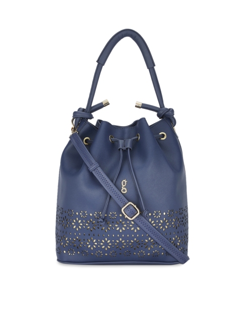 

Global Desi Navy Blue Textured Hobo Bag