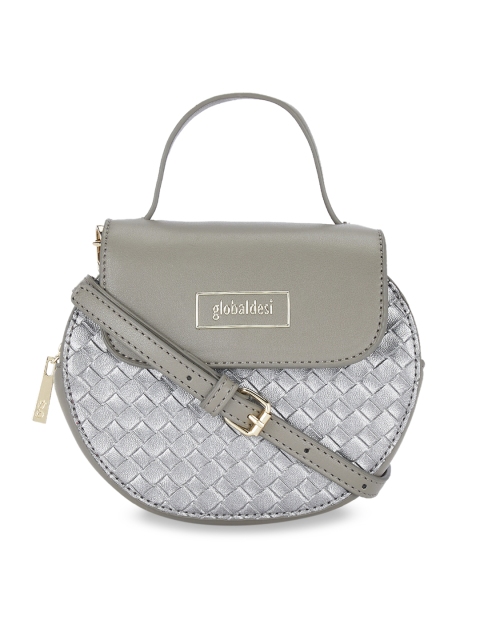 

Global Desi Silver-Toned Textured Sling Bag