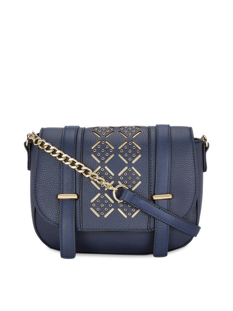 

Global Desi Navy Blue Textured Sling Bag